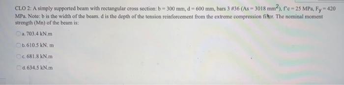  CLO 2: A simply supported beam with rectangular cross section: b