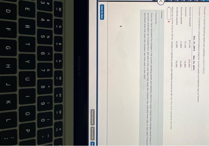  #3 Changes in Current Operating Assets and Liabilities-Indirect Method Covington Corporation's