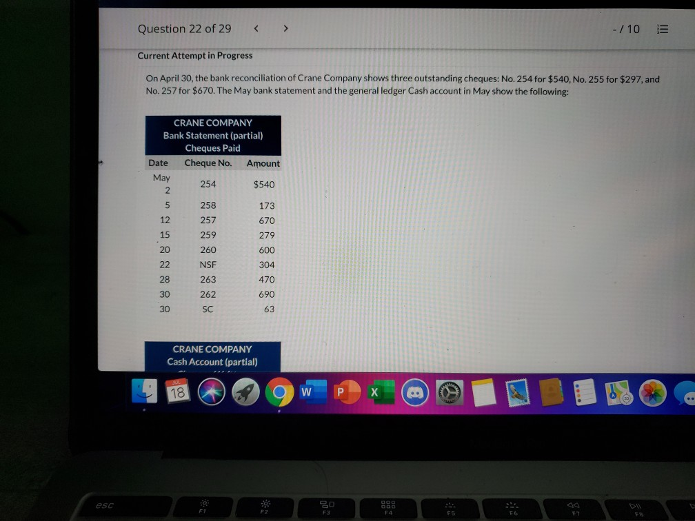 Question 22 of 29 - / 10 Current Attempt in Progress