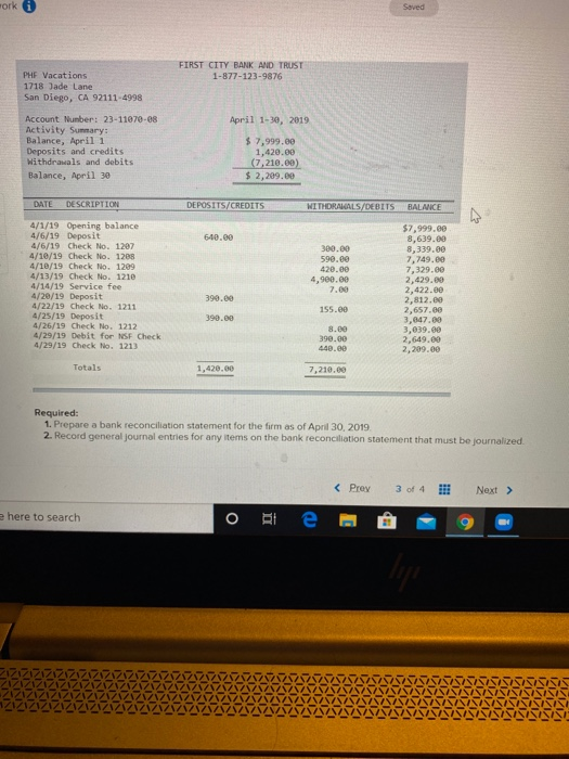 adjusting the cash balance. LO 9-9, 9-10 Problem 9.5A Preparing a bank