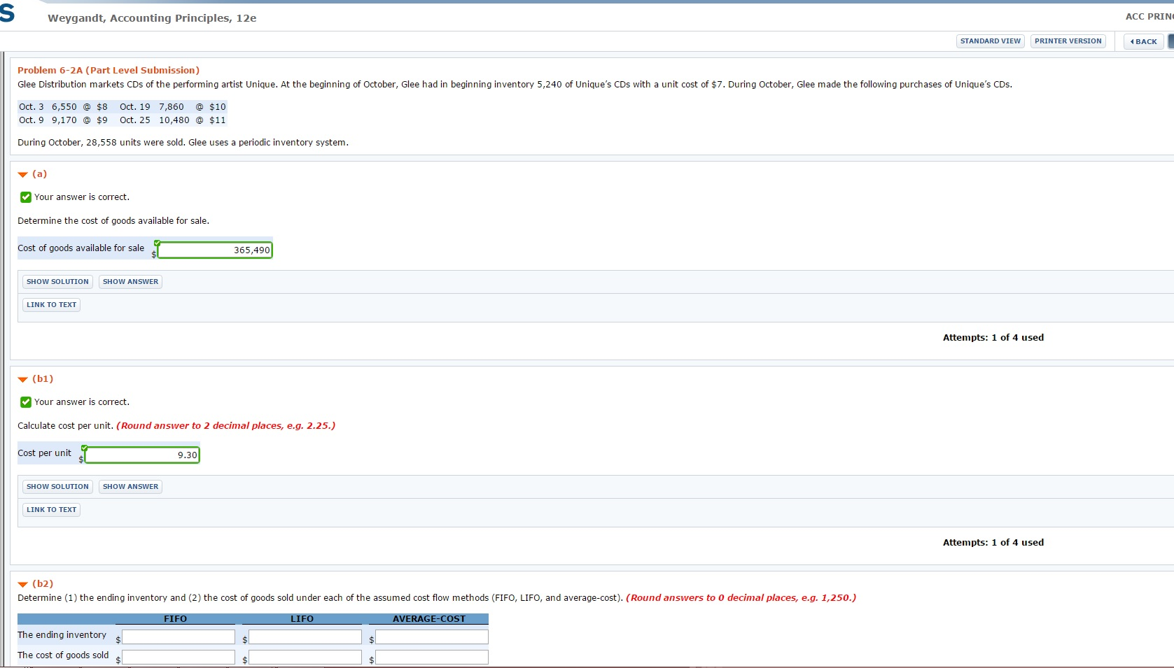 Accounting 101 Weygandt, Accounting Principles, 12e STANDARD VIEW PRINTER VERSION Problem 6-2A