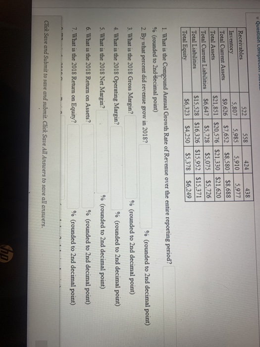 the following questions to assess the financial strength of this company. (Note,