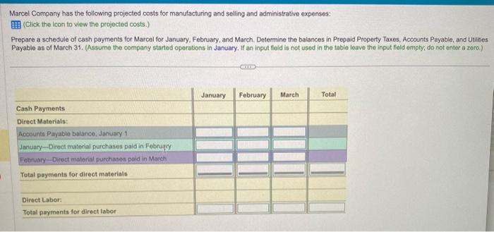 please help:) show work if u can Marcel Company has the following