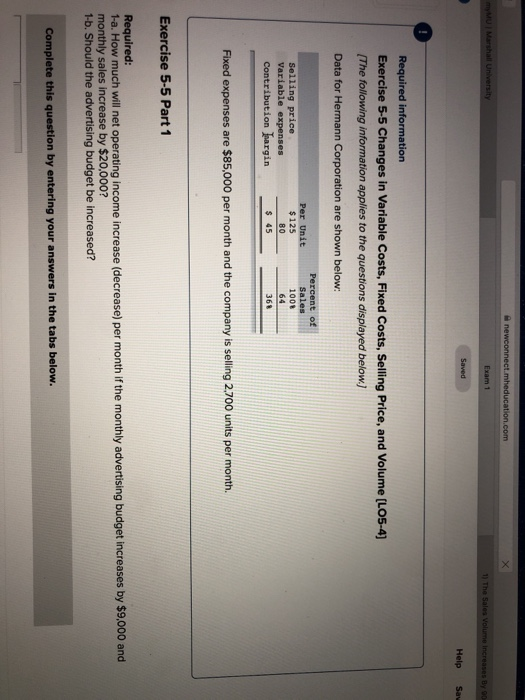  1) The Sales Help Sav Required information Exercise 5-5 Changes in