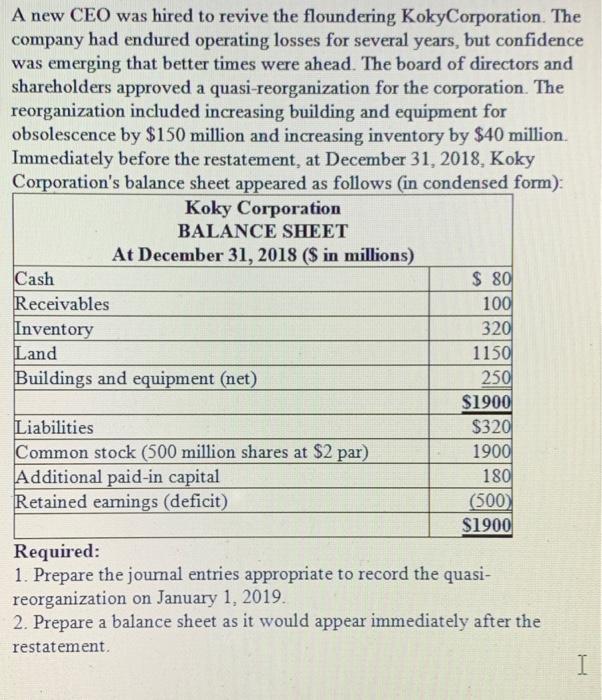  I want the answer to the table, please A new CEO