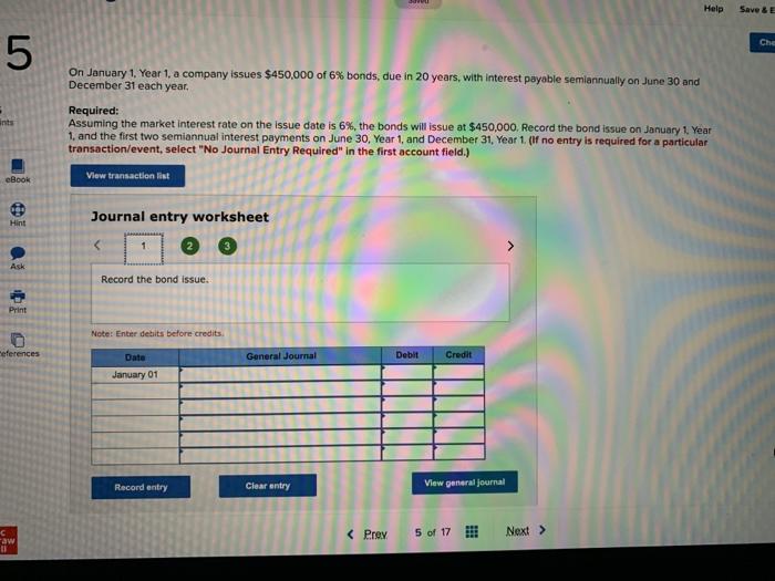  Help Save & E Che 5 On January 1, Year 1,