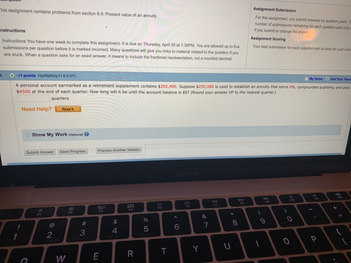  Assignment Submission his assignment contains problems from section 6.4: Present value