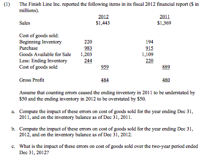 Please answer ASAP! (1) The Finish Line Inc. reported the following