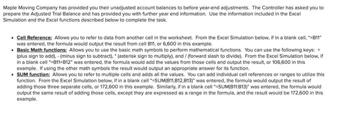  Please Show The Formula for each answer on the Excel. Maple