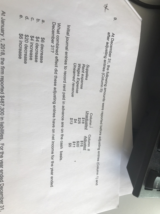 effect of these three entries on Net Income and Working Capital, respectively: