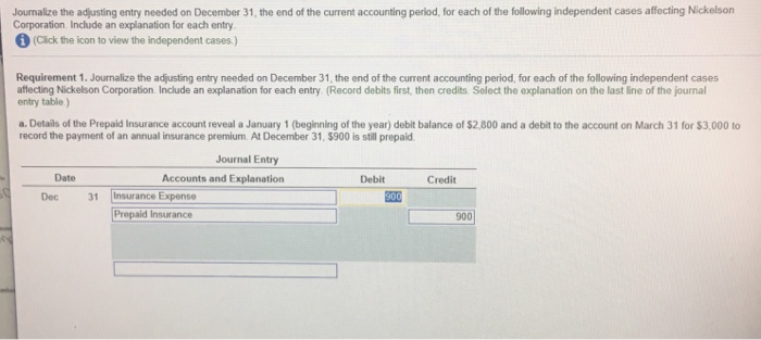  Please help Jounalize the adjusting entry needed on December 31, the