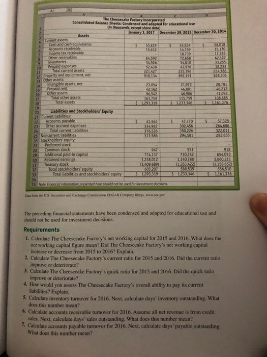 and analyze ratios and earnings quality for a company in the restaurant