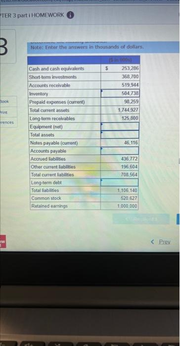 The data listed below are taken from a balance sheet of trident