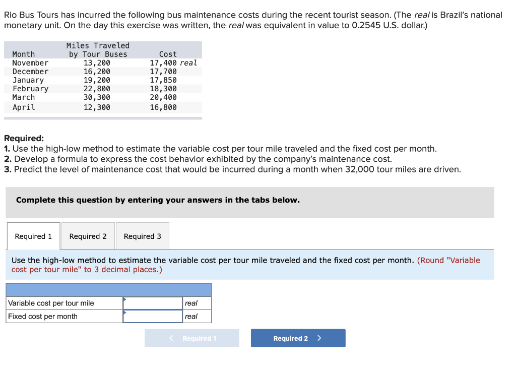 Please complete Required 1, Required 2, Required 3 I need help Rio