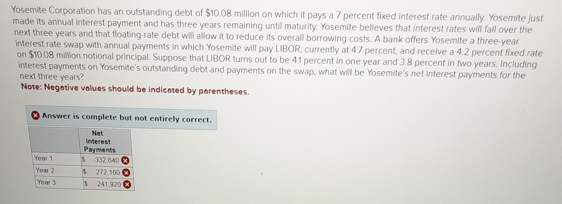 please help, someone solved it, but it wasn't correct! Yosemite Corporation has