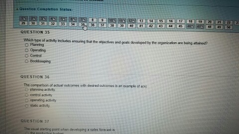  Which type of activity includes ensuring that the objectives and goals