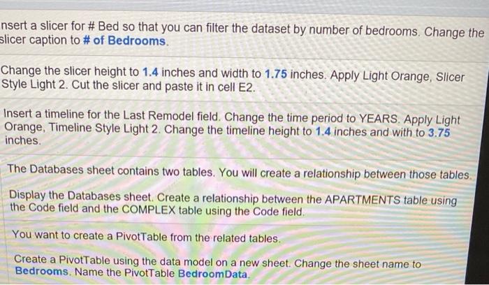  nsert a slicer for # Bed so that you can filter