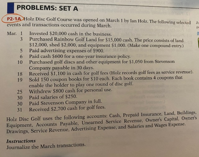 PROBLEMS: SET A P2-1A Holz Disc Golf Course was opened on