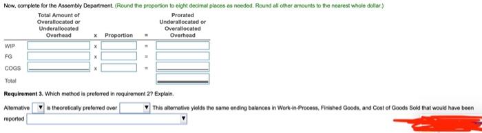overallocated amount in each department using: a. Immediate write-off to Cost of
