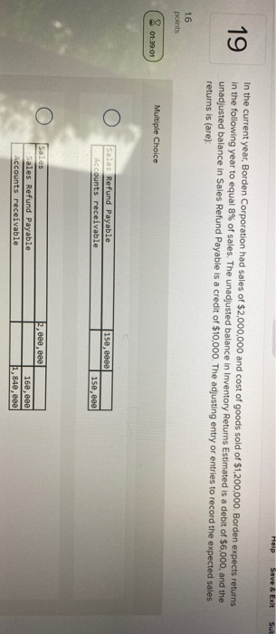  Help Save & Exit Sue 19 In the current year, Borden