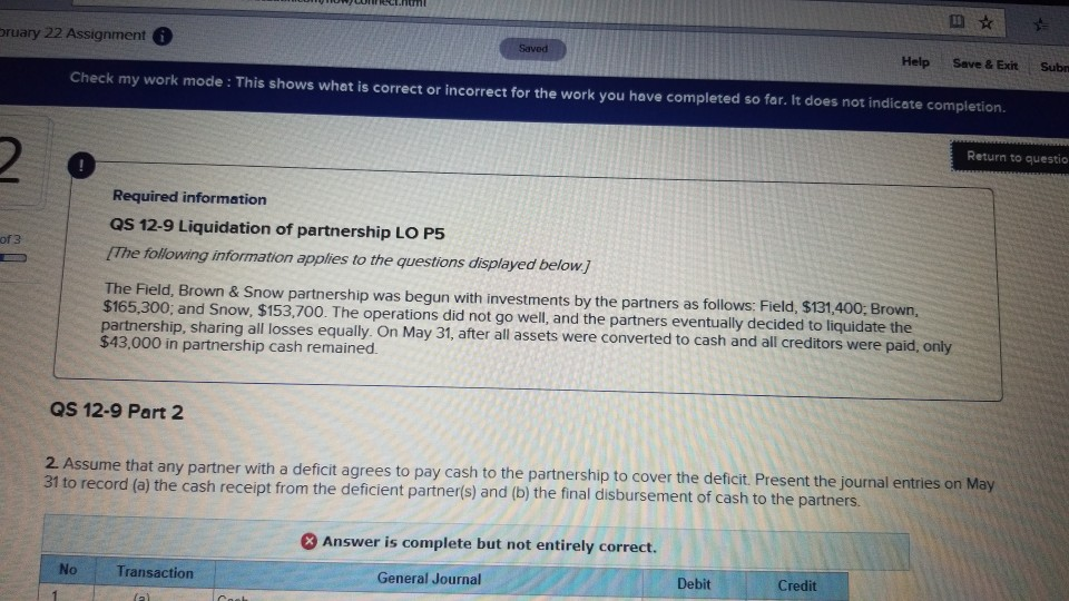 oruary 22 Assignment Saved Help Save & Exit Subm Check my