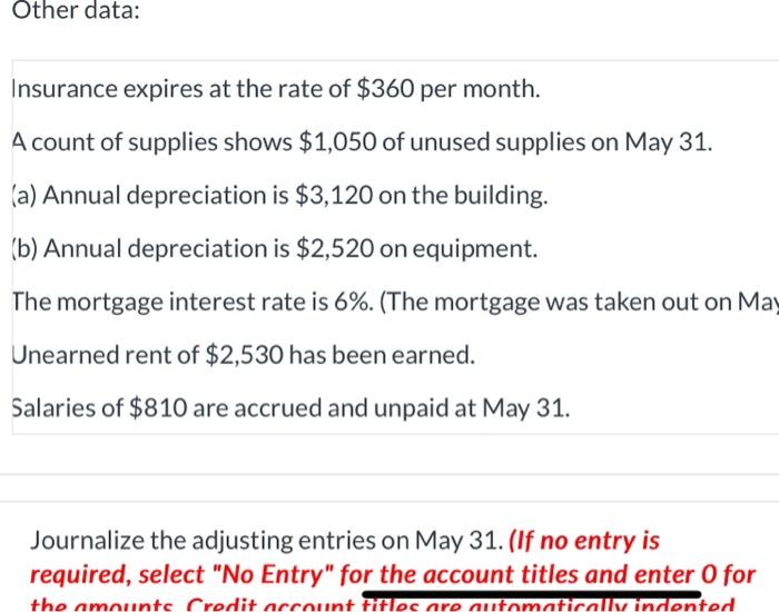 } Cash & $2,343 \\ Supplies & 2,600 \\ Prepaid Insurance &