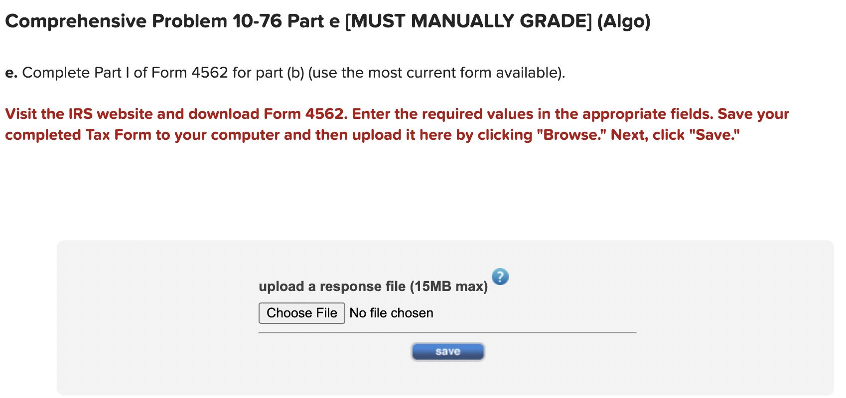 LO 10-4, LO 10-5) (Algo) [The following information applies to the questions