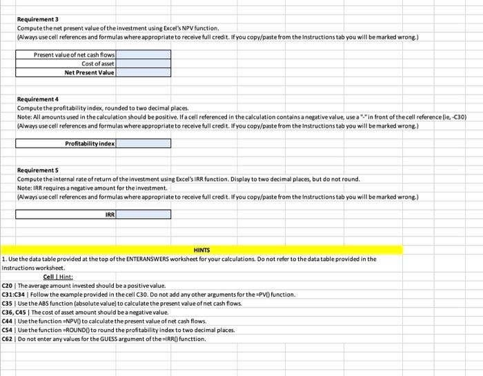 hints below - starting in row 65 .) Requirement 1 Compute the
