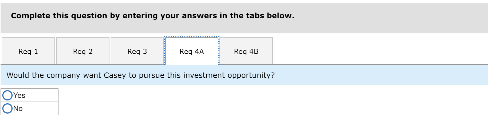 of the last three years. Casey is considering a capital budgeting project