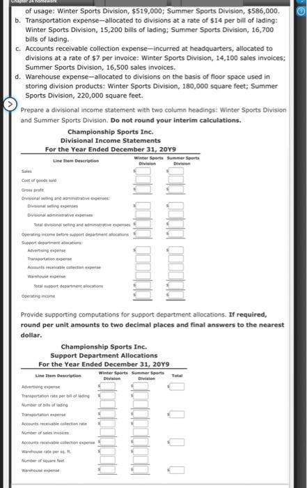 explain how to get the answers Profit center responsibility reporting Championstip Sports