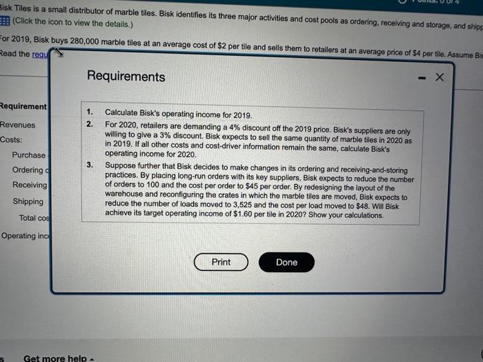 ordering, receiving and storage, and shipping, and it reports the folowing detals