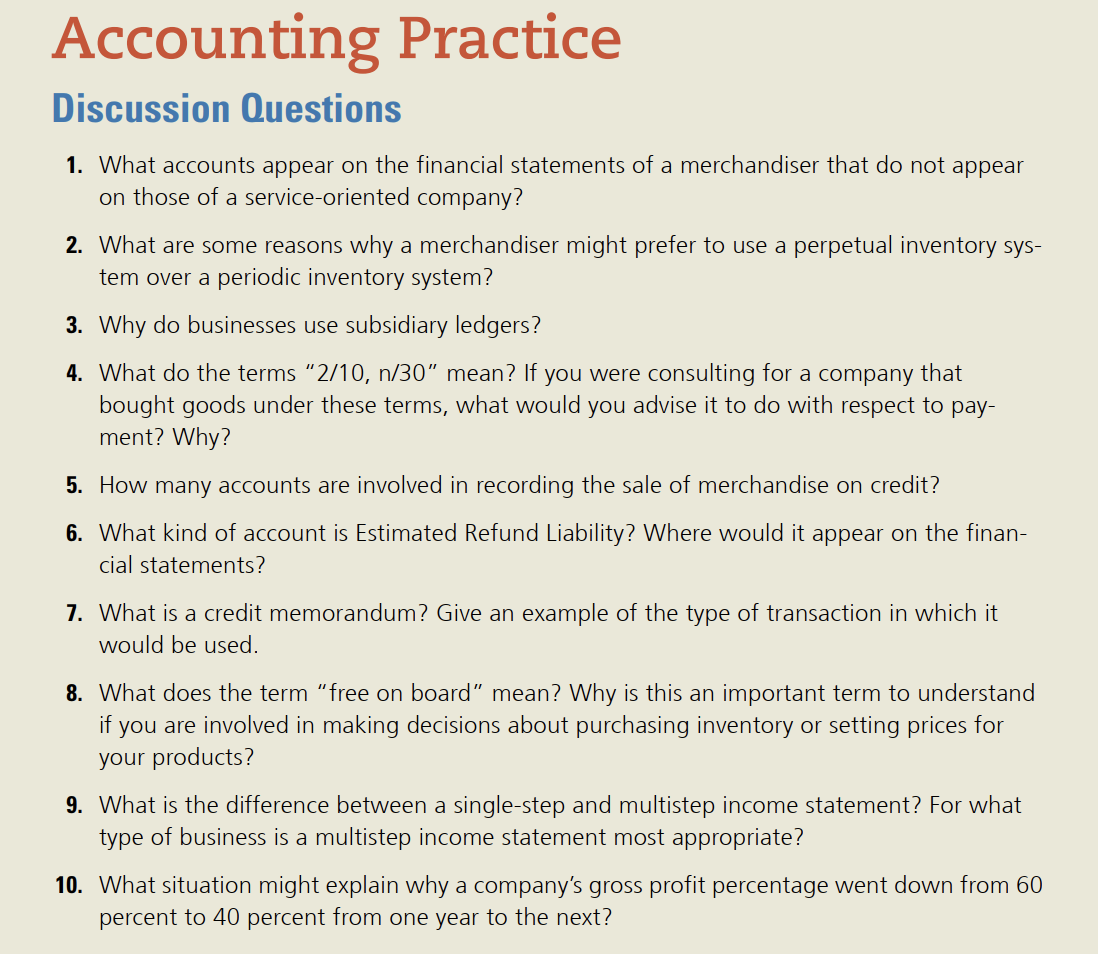  please answer number 6 and below Accounting Practice Discussion Questions 1.