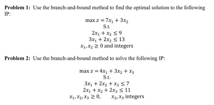  Problem 1: Use the branch-and-bound method to find the optimal solution