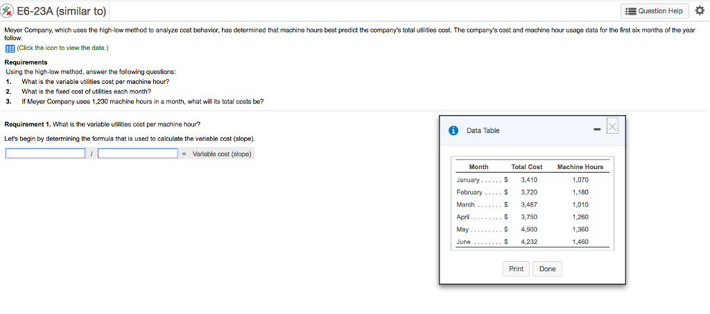  Meyer Company, which uses the high-low method to analyze cost behavior,