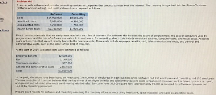  Problem 6-1 Icon.com sells software and provides consulting services to that