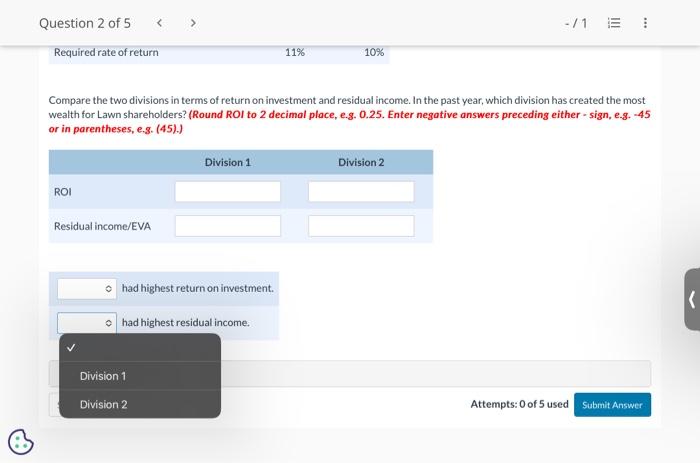 Progress Consider the following data, which relate to the two divisions of