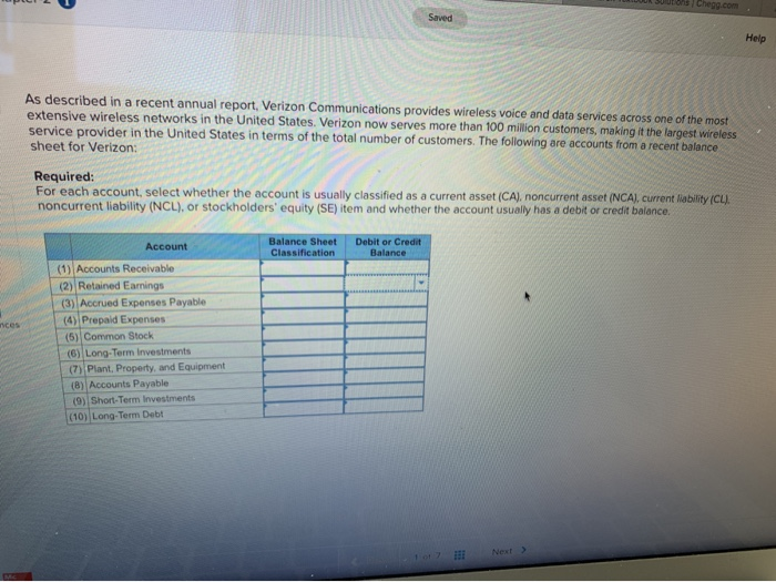  Chegg.com Saved Help As described in a recent annual report, Verizon