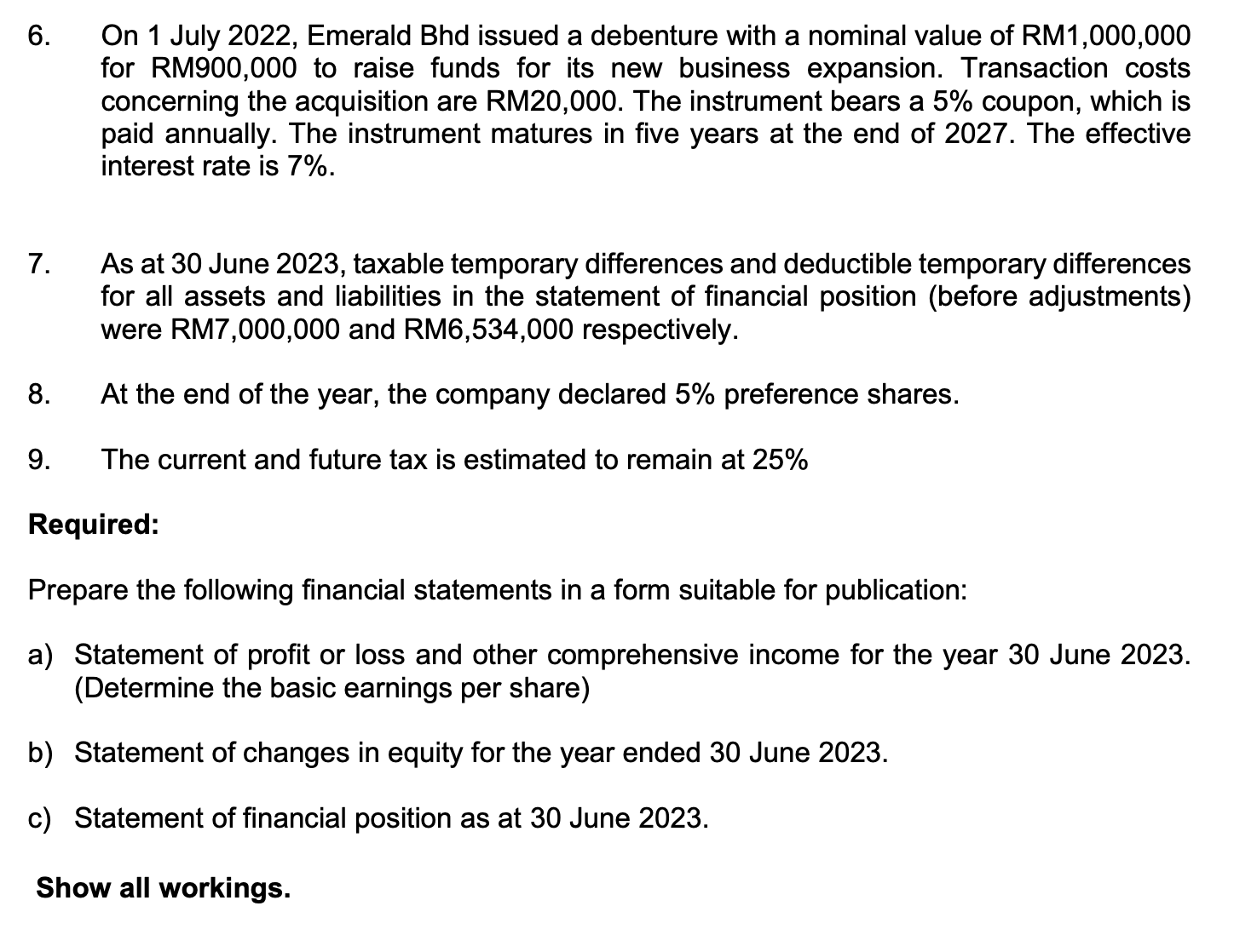 1,800,000 units 5% preference shares. Out of the amount in issue, 800,000