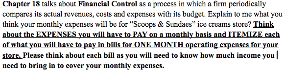  Chapter 18 talks about Financial Control as a process in which