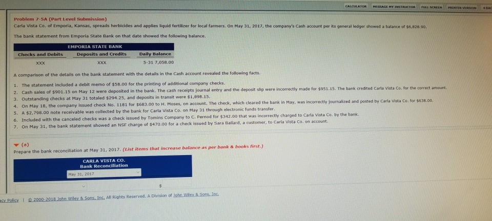 PRINTER VERSION4BA Problem 7-SA (Part Level Submission) Carla Vista Co. of