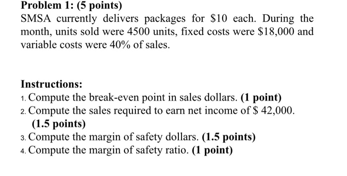  problem2: compute the break even point in sales dollars updated Problem