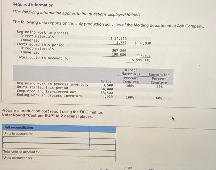 \hline & \multirow[b]{2}{*}{ Units } & \multicolumn{2}{|c|}{ Direct Materials } & \multicolumn{2}{|c|}{