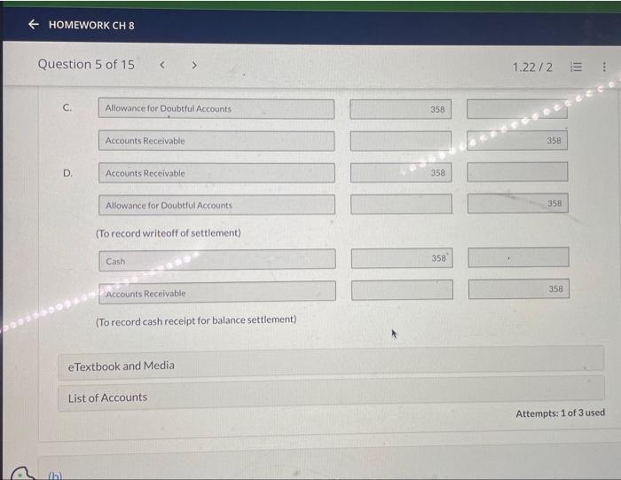journal entries specified below. Each item should be considered independently. (Credit necount