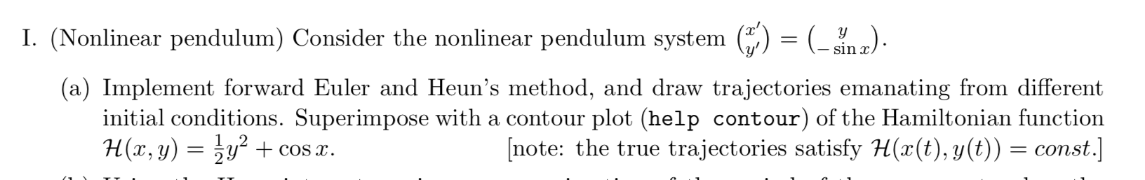  % (a) solve some trajectories % timeStepperPendulum function % to be