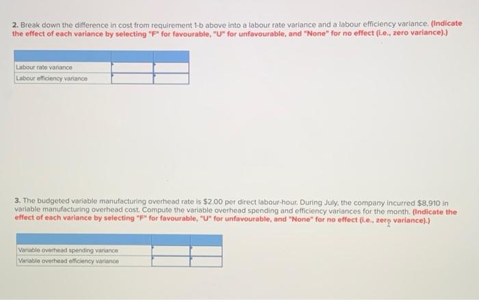 Hours or Rate Cost Direct materials 6.0 millilitres $ 0.25 per millilitre