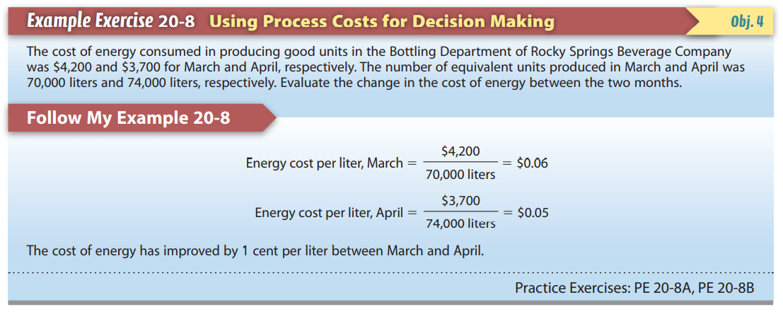  Example Exercise 20-8 Using Process Costs for Decision Making Obj. 4