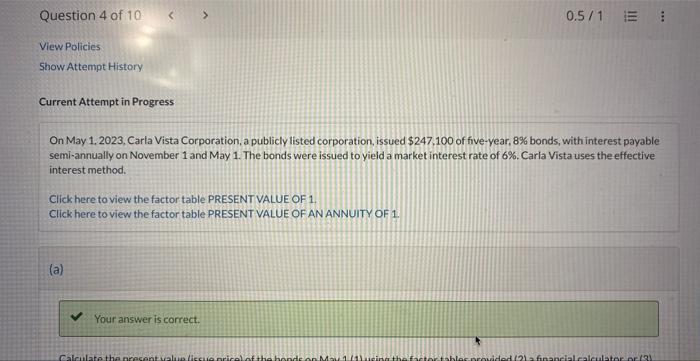 payments on November 1, 2023, and May 1, 2024, (Credit account titles
