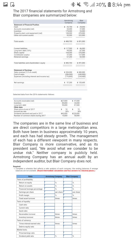 Please show the work :) ** ull 20% 8:44 pm The 2017