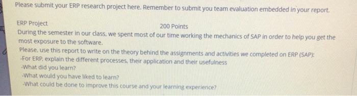  Please submit your ERP research project here. Remember to submit you