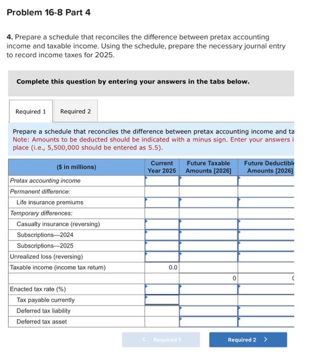 years; change in tax rate; financial statement effects [LO16-1, 16-2,16-3,16-5,16-6,16-8] [The following